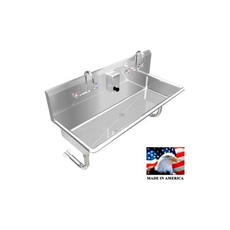 Best Sheet Metal. BSM Inc. Stainless Steel Sink, 2 Station w/Manual Faucets Round Tube Mounted 48" L X 20" W X 8" D 021M48208R